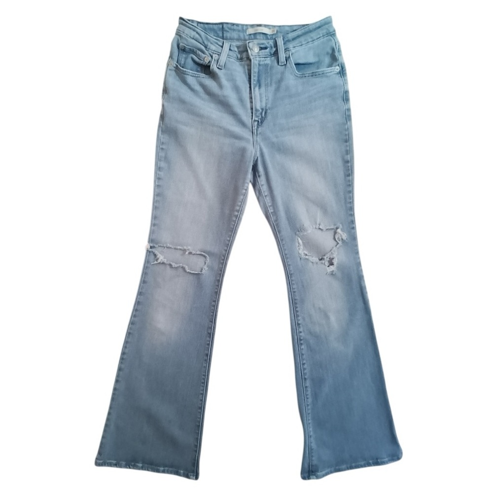Levi's 726 Light Wash Flare Denim Jeans High Rise Women Size 29 Distressed